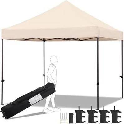 Obrázok produktu pre Béžový párty stan 300 x 300 x 341 cm, ľahký skladací stan