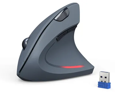 Immagine prodotto di Mouse verticale ergonomica wireless, 4800 DPI, colore grigio chiaro