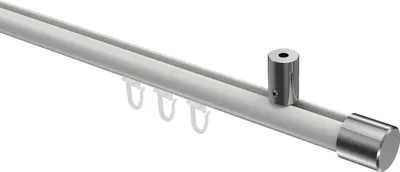 Produktbild von Interdeco Innenlaufstange / Gardinenstange mit Innenlauf Weiß / Chrom, Typ Sonius Santo (Kappe) Deckenmontage, 20 mm Ø 1-läufig, 120 cm