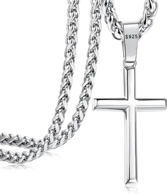 Produktbild von Adramata Kreuz Kette 925 Silber Anhänger Halskette Panzerkette Herren Damen