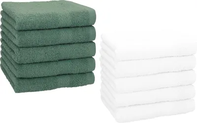 Produktbild von Betz 10 Stück Seiftücher 30x30 cm PREMIUM 100% Baumwolle  Farbe: tannengrün und weiß