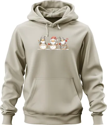 Produktbild von Weihnachtswichtel Becher Bart Schneeflocken Zuckerstange Vintage Uni Hoodie Kapuzenpullover, Natur, S