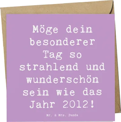 Produktbild von Mr. & Mrs. Panda Grußkarte Spruch 2012 Geburtstag - Lavendeltraum - Geschenk, Klappkarte, anlasskarte, Glückwunsch, Erinnerungen, Erinnerung, doppelkarte, Alter