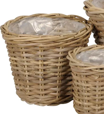 Produktbild von Pflanzkorb BASKET grau braun D23cm Rattankorb Kooboo Farmhouse Deko - MITTEL