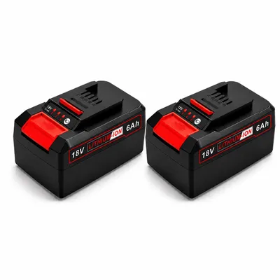 Produktbild von 2x Ersatzakku 18V 6,0Ah Li-Ion kompatibel mit Einhell Power X-Change Akku-System – Werkzeugakku Doppelpack mit LED-Anzeige