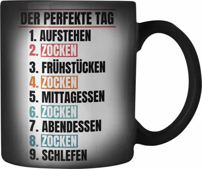 Produktbild von Trendation - Zocker Farbwechsel Zauber-Tasse Geschenk Der Perfekte Gaming Tag Gamer Geschenkidee Lustiger Spruch Gaming (Schwarz)