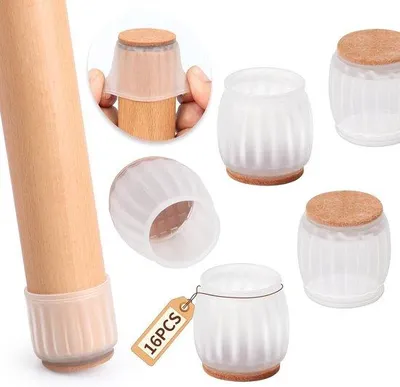Produktbild von Famanu Schutzkappen für Stuhlbeine mit Filz - rund, transparent, Durchmesser 26-33 mm, 32 Stück