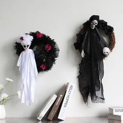 Produktbild von Halloween-Girlande, weißer Geister-Türhänger, Geister-Festival, Horror-Party, Dekorationen für ein Spukhaus, Zubehör