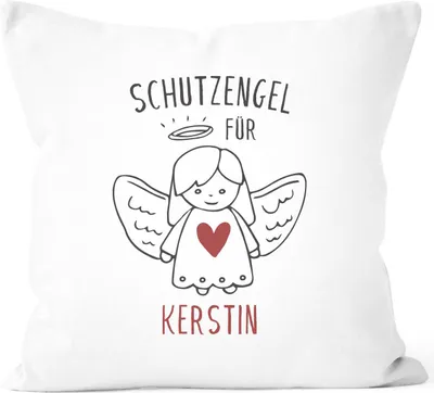 Produktbild von Kissen-Bezug Schutzengel mit Namen Glücksbringer personalisierte Geschenke Dekokissen Glückskissen SpecialMe® weiß unisize