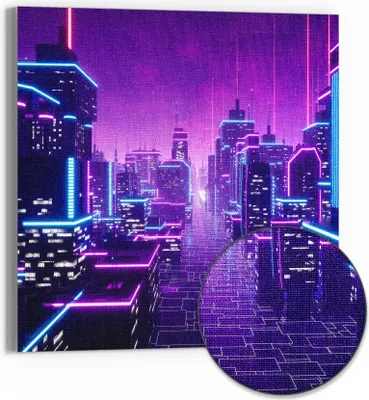 Produktbild von DEQORI Hybrid Leinwand Bild 30x30 cm 'Futuristische Visionen' Wandbild Glas flach modern