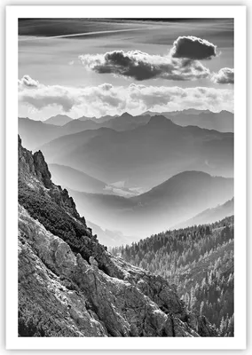 Produktbild von Poster - Poster ohne Rahmen - Schwarzweiß Landschaft Berge - 70x100 cm - Wand Bild - Wanddeko - Wandbilder - Kunstposter - Wandposter - Bilder - Kunstdruck - Wanddekoration - P2XPA70x100-4560