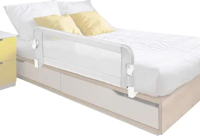 Produktbild von Bettgitter 120cm, Kinderbettgitter Kinderschutzgitter aus PP und Oxford Gewebe, Babybettgitter für Rausfallschutz,Schutzgitter für Kinder Babysicherheit (Grau)