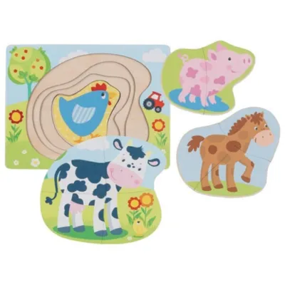 Produktbild von GOKI Mehrschichtenpuzzle Bauernhoftiere