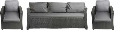 Image de Coussins de jardin pour meubles en polyrattan Canapé 5 places 160x50 Gris, 2 coussins de chaise 56x50, coussins pour meubles de jardin