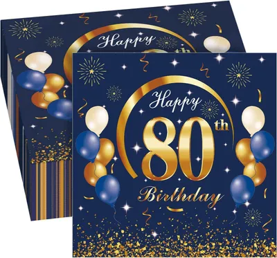 Productafbeelding van Servetten, 40 stuks, 33x33 cm, goud-blauw, voor een verjaardagsfeest