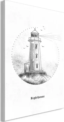 Produktbild von Italienischer Leinwand Leinwandbild - Black and White Lighthouse (1 Part) Vertical 40x60 cm Landschaften c-A-0209-b-a