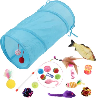 Produktbild von Katzenspielzeug setzen interaktive Tunnel -Stick -Stick -Bell -Ball -Maus -Maus -Simulierte Fische für Innenkatzen