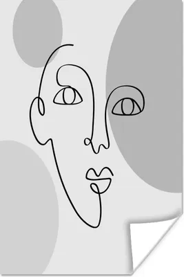 Produktbild von MuchoWow® Poster Minimalismus - Gesicht - Schwarz - Weiß 40x60 cm - Plakate für die Wand - Poster Babyzimmer