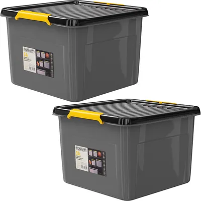 Image de MONZANA® 2x Caisse de rangement 32 L robuste avec couvercle hermétique empilable sans BPA gain de place caisse de rangement organisateur