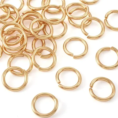 Produktbild von Springschrauben 100 Stück - Goldene Ringverbinder - 15 mm x 2 mm - Rostfreier Stahl - Für Schmuck - Innendurchmesser 11 mm