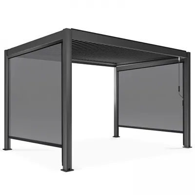 Immagine prodotto di Pergola bioclimatica autoportante 3x4m con 2 tende 266X234 m grigie - Oviala Athenes