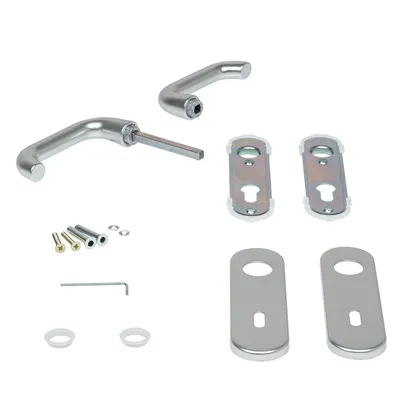 Produktbild von Hörmann Drückergarnitur D-110 Kurzschild f. Bundbart Profilzylinder Alu 449909