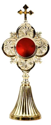 Reliquiar Kreuz 22 cm, Messing, goldfarben, handgefertigt