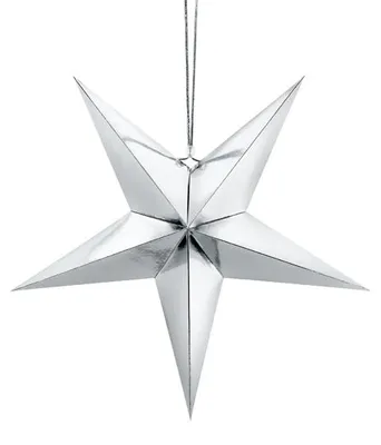 Productafbeelding van Papieren ster, 45 cm, zilver, 1 stuk.