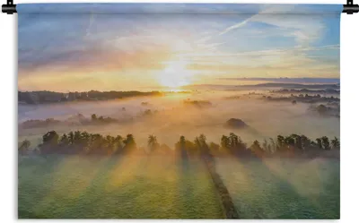 Produktbild von MuchoWow® Wandteppich Wandbehang Farbenfroher Sonnenaufgang über einer ruhigen Landschaft 60x40 cm Tapisserie Dekoration Wandtuch - Wanddekorationen