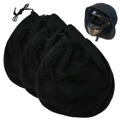 Produktbild von Helmtasche 3 Stück 46 x 44 cm Schwarz mit Kordelzug für Motorrad-, Fahrrad- und Skihelme