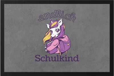 Produktbild von Einhorn Fußmatte als Geschenk zur Einschulung Schulbeginn Schulstart für Schulanfänger Erstklässler Schule