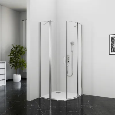 Zdjęcie produktu dla Kabina prysznicowa 90x90 MARWELL Neptun II chromowana okr?g?a prysznicowa - 90x90x195cm - okr?g?a prysznicowa z drzwiami obrotowymi - z dr??kiem stabilizuj?cym