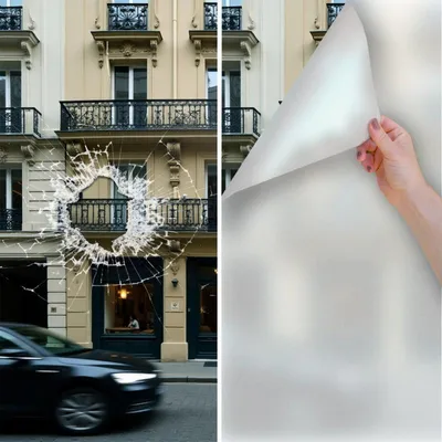 Produktbild von DIMEXACT - DIMEXACT Sicherheitsfolie Einbruch-, Splitter- und Graffitischutz für Fenster, Milchglas - 150 My, Breite 1,52 m, Rolle -152 cm x 10 m - en Rouleau