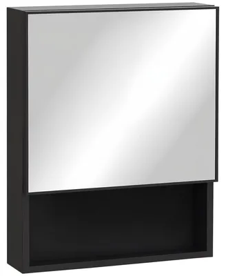 Produktbild von Spiegelschrank Badezimmerschrank Spiegelkabinett - Spiegeltür - Schwarz - 46 x 13,5 x 58 cm - 3 Ablagen