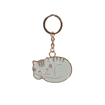 Produktbild von Schlüsselanhänger Grey Cat Emaille Katze ca. 6,5 x4 cm (Katze), ca. 10 cm lang