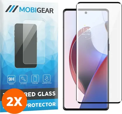 Produktbild von Mobigear Premium 4.99 Motorola Edge 30 Ultra Panzerglas Gehärtetes Glas Displayschutz - Hüllenfreundlich - Schwarz (2er Pack)