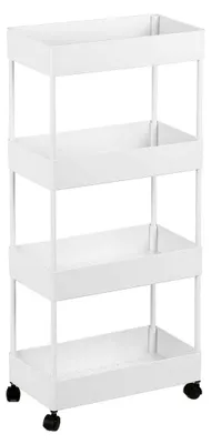 Produktbild von Rollwagen mit 4 Ebenen für Küche, Bad, Büro und Schlafzimmer, weiß