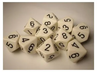 Imagen del producto de Dice Sets White/black Opaque D10 Set (10) – Dados – Chessex