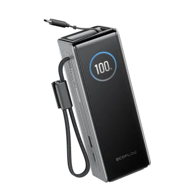 Produktbild von EcoFlow Rapid Powerbank 25 000 mAh 170 W mit 100 W integrierte und einziehbare Kabel, tragbares Ladegerät mit 100 W USB-C Anschluss