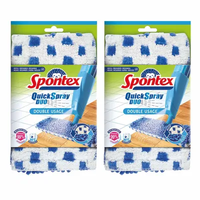 Image de Spontex Quick Spray Duo Housse en microfibres 2 pièces, serpillière, housse de serpillière, essuie-sol, housse de rechange