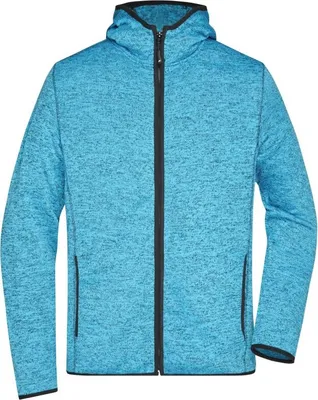 Produktbild von Kapuzenjacke aus Strickfleece in Melangeoptik blue-melange/black, Gr. XXL
