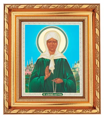 Ikone Heilige Matrona, 14x16cm, MDF, gerahmt mit Glas