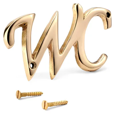 Türschild WC aus Messing gold 9,5x5 cm Dekoschild