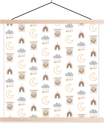 Produktbild von MuchoWow® Textilposter Illustrationen - Muster - Kinderzimmer 60x60 cm mit holzfarbenen Rahmen - Wanddekoration