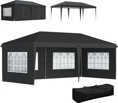 Produktbild von Outsunny Pavillon ca. 3x6m Wasserdicht Pop-up Faltpavillon mit 4 Seitenwänden