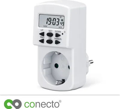 Produktbild von conecto Digitale Zeitschaltuhr, IP20, 1800 Watt, weiß