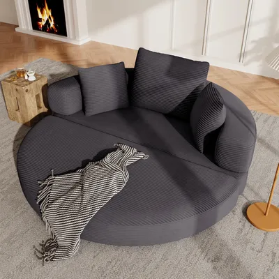 Productafbeelding van Vrijstaand klapbed, ovaal, modulaire bank, bekleding van cordura, 173x176 cm, flexibel