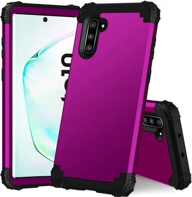 Produktbild von Galaxy Note 10 Hülle, LaimTop Heavy Duty 3 in 1 Hybrid Hart PC Flexibel TPU Silikon Stossfest Kratzfest Tasche Schutzhülle für Samsung Galaxy Note 10 Lila