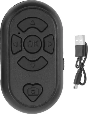 Produktbild von Telefon Fernbedienung 32.8ft Wireless BT4.0 Hände er Typ C Ladungsladung für Selfie -Seite Drehen App Schwarz
