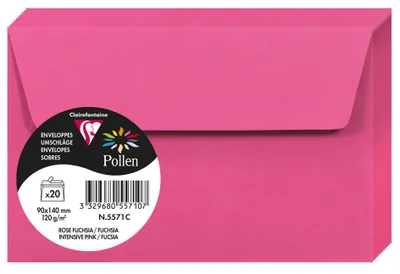 Imagen del producto de Sobres Clairefontaine Pollen, tamaño 90x140 mm, color fucsia